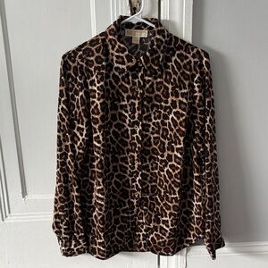 Michael Kors Leopard Print Button-Up blouse
